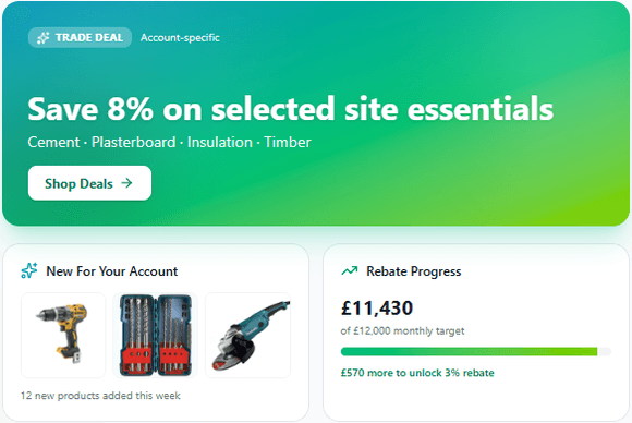 JustSell account-specific trade deals and rebate progress